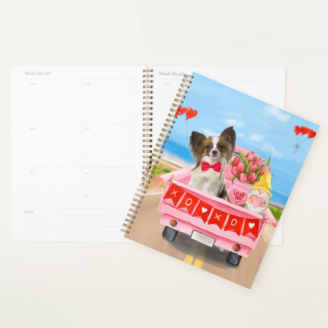 Papillon Dog Valentine's Day Truck Hearts Planner (Display)
