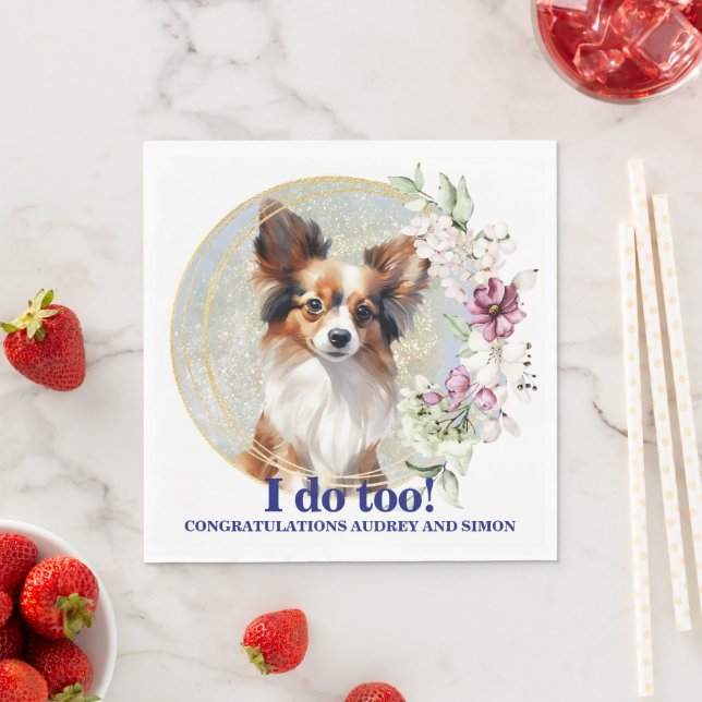 Papillon Dog Wedding Napkins With Dogs Photo (Insitu)