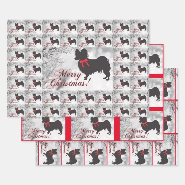 Papillon Dog  Wrapping Paper Sheet (Set)