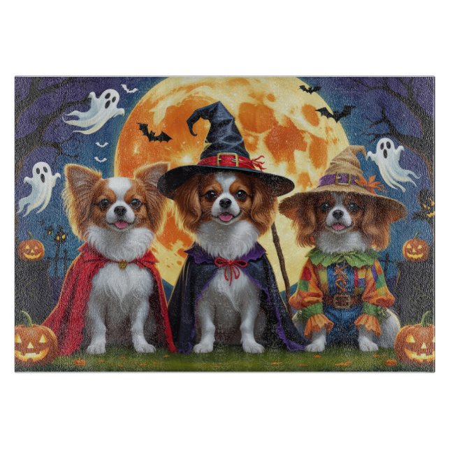 Papillon Dogs Pumpkin Halloween Funny  Cutting Board (Front)
