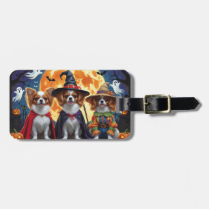 Papillon Dogs Pumpkin Halloween Funny  Luggage Tag