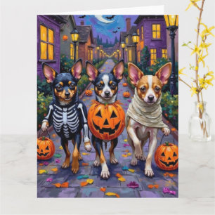 Papillon Dogs Trick-or-Treating Halloween Costumes Card