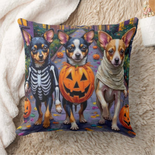 Papillon Dogs Trick-or-Treating Halloween Costumes Cushion