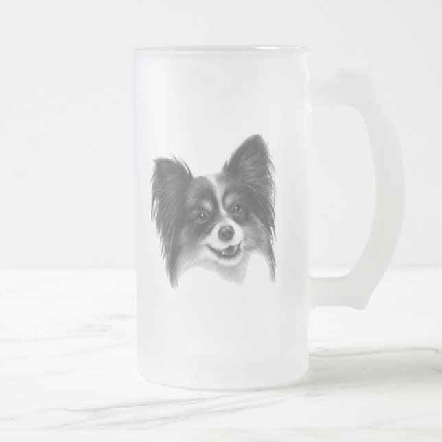 Papillon Frosted Glass Beer Mug (Right)