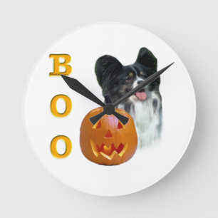 Papillon Halloween BOO Round Clock