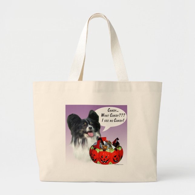 Papillon Halloween Candy Large Tote Bag (Front)
