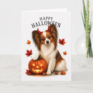 Papillon Halloween Devil Dog Card