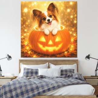 Papillon Halloween Pumpkin – Cute Jack O Lantern D Canvas Print