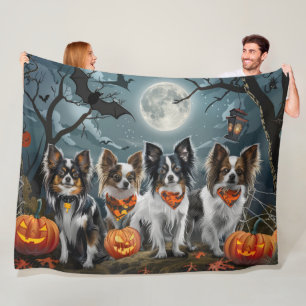 Papillon Halloween Spooky Fleece Blanket