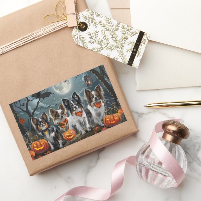 Papillon Halloween Spooky Rectangular Sticker (Gifting)
