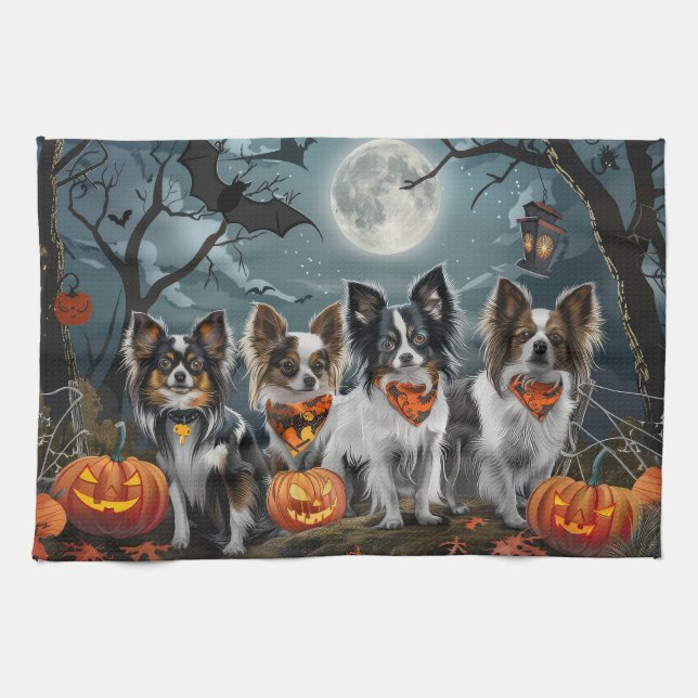 Papillon Halloween Spooky Tea Towel (Horizontal)
