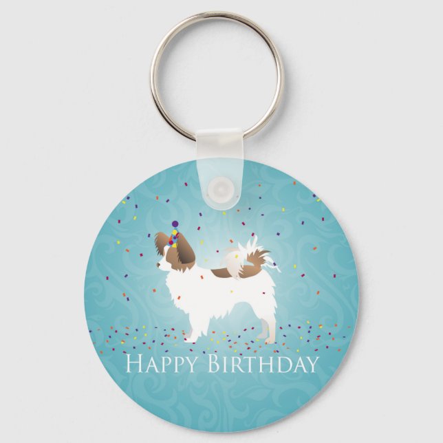 Papillon - Happy Birthday Key Ring (Front)