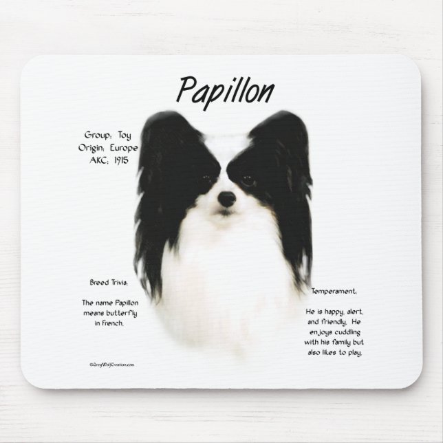 Papillon History Design Mouse Mat (Front)