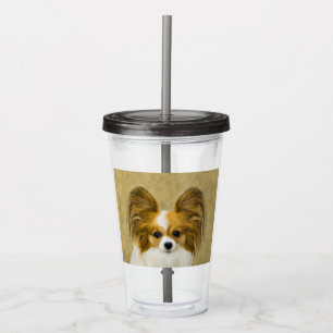 Papillon (Hound Tri) Painting - Original Dog Art Acrylic Tumbler