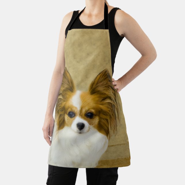 Papillon (Hound Tri) Painting - Original Dog Art Apron (Insitu)