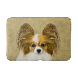 Papillon (Hound Tri) Painting - Original Dog Art Bath Mat