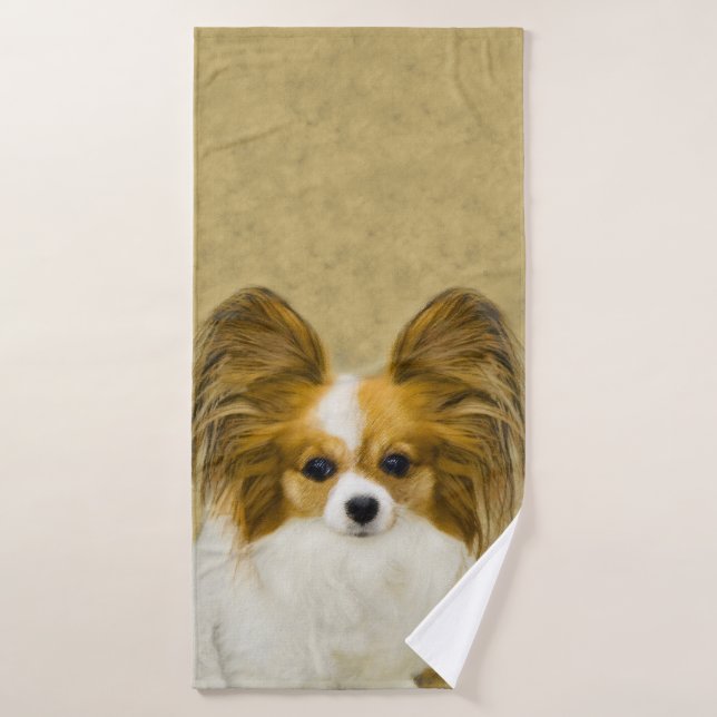 Papillon (Hound Tri) Painting - Original Dog Art Bath Towel Set (Bath Towel)