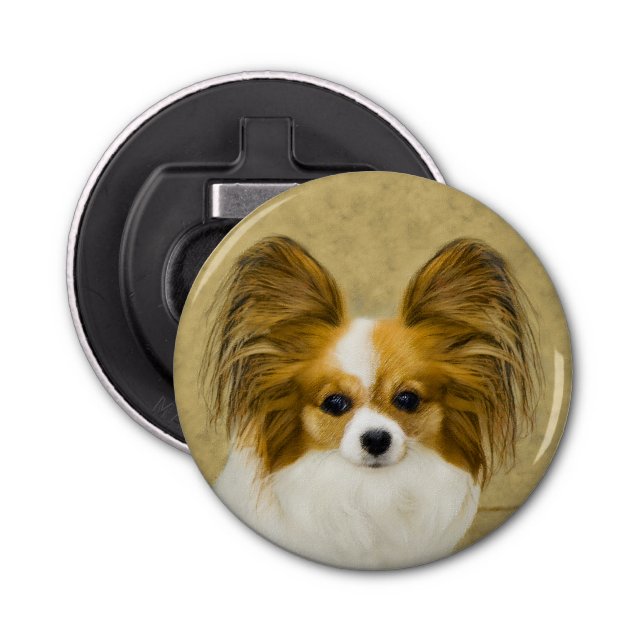 Papillon (Hound Tri) Painting - Original Dog Art Bottle Opener (Front)