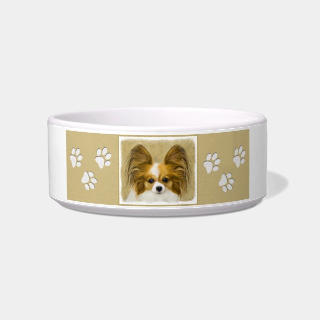 Papillon (Hound Tri) Painting - Original Dog Art Bowl (Right)