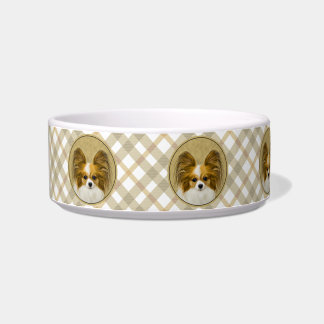 Papillon (Hound Tri) Painting - Original Dog Art Bowl