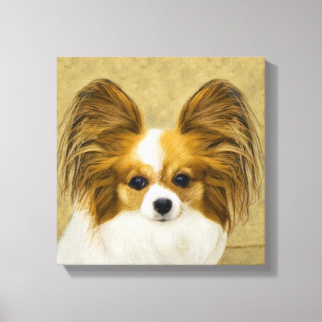 Papillon (Hound Tri) Painting - Original Dog Art Canvas Print (Front)