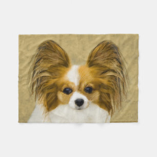 Papillon (Hound Tri) Painting - Original Dog Art Fleece Blanket