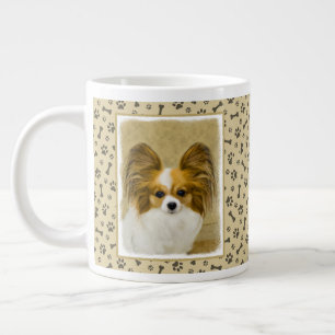 Papillon (Hound Tri) Painting - Original Dog Art Large Coffee Mug