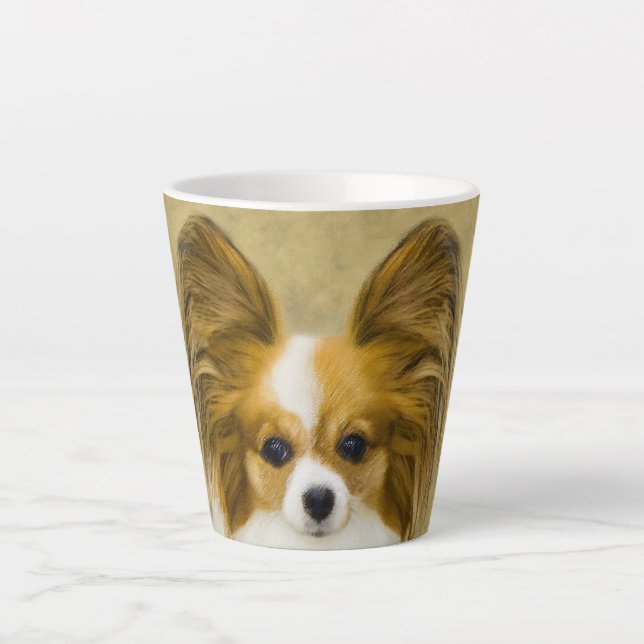 Papillon (Hound Tri) Painting - Original Dog Art Latte Mug (Front)