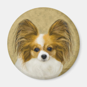 Papillon (Hound Tri) Painting - Original Dog Art Magnet
