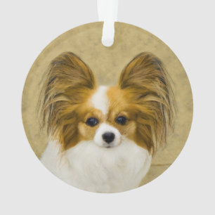 Papillon (Hound Tri) Painting - Original Dog Art Ornament