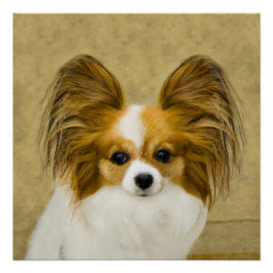 Papillon (Hound Tri) Painting - Original Dog Art Poster