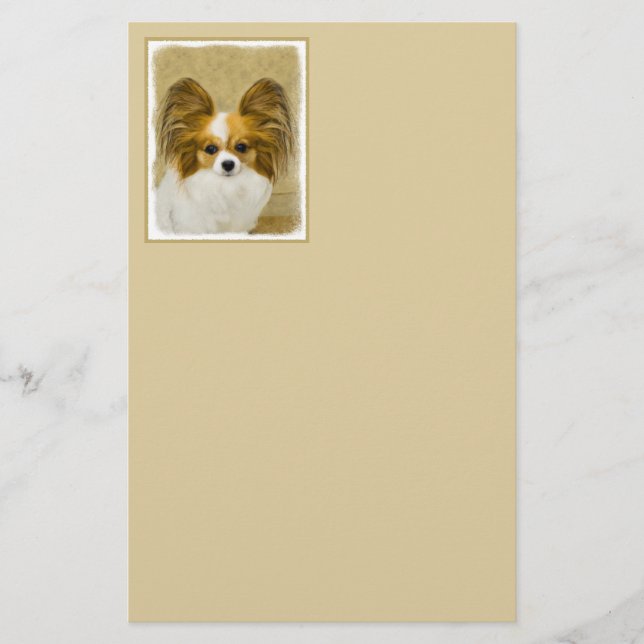 Papillon (Hound Tri) Painting - Original Dog Art Stationery (Front)