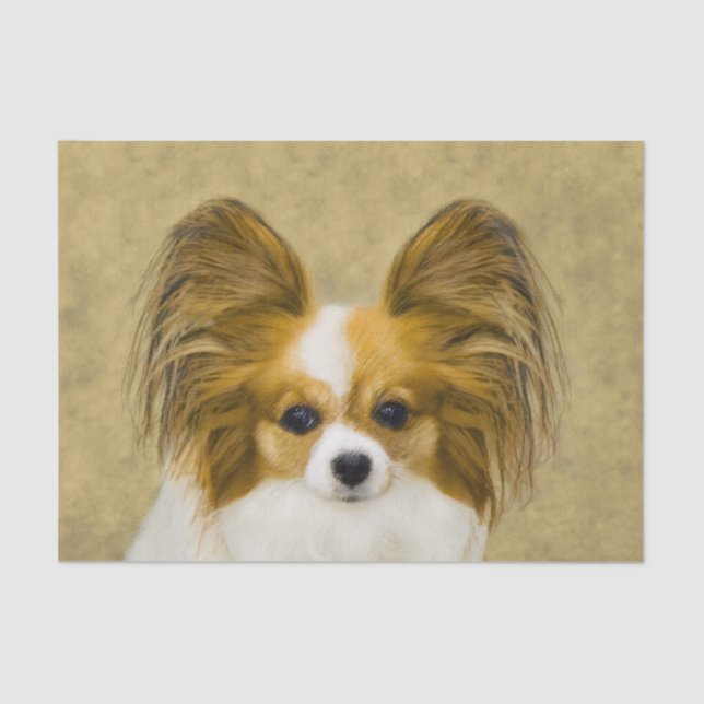 Papillon (Hound Tri) Painting - Original Dog Art Tissue Paper (Front)