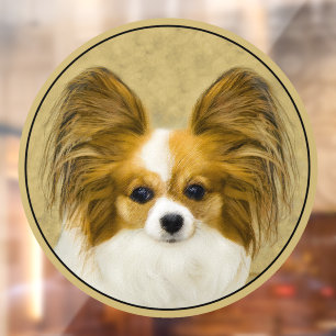 Papillon (Hound Tri) Painting - Original Dog Art Window Cling