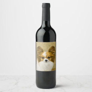 Papillon (Hound Tri) Painting - Original Dog Art Wine Label