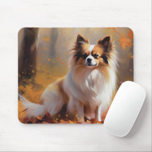 Papillon in Autumn Leaves Fall Inspire Mouse Mat