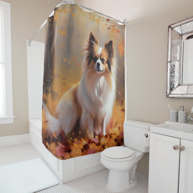 Papillon in Autumn Leaves Fall Inspire  Shower Curtain (In Situ)