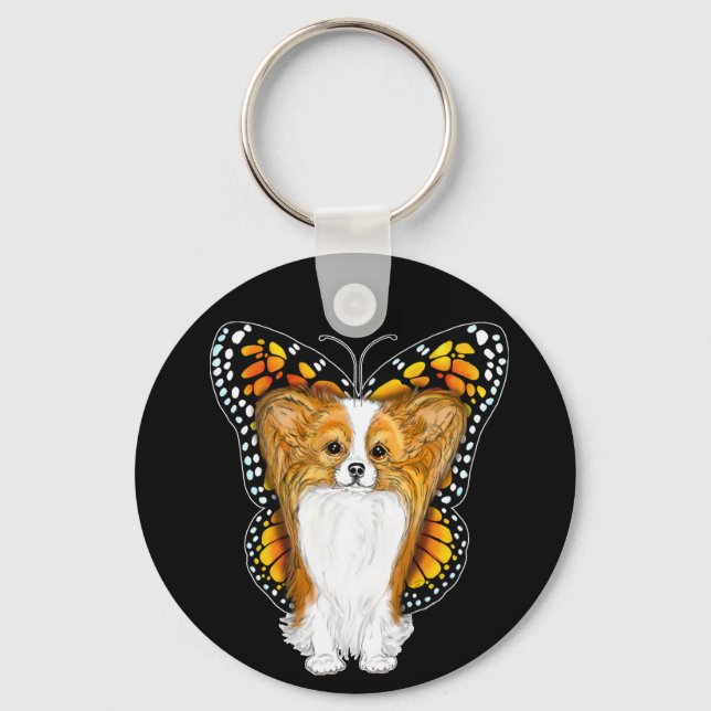 Papillon in Disguise Key Ring (Front)