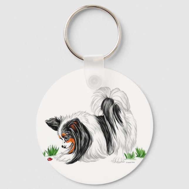 Papillon Lady Bug Dreams Key Ring (Front)