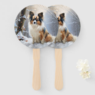 Papillon Let It Snow Christmas  Hand Fan