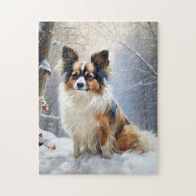 Papillon Let It Snow Christmas  Jigsaw Puzzle (Vertical)