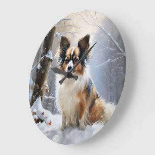 Papillon Let It Snow Christmas Large Clock