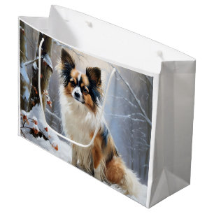 Papillon Let It Snow Christmas  Large Gift Bag