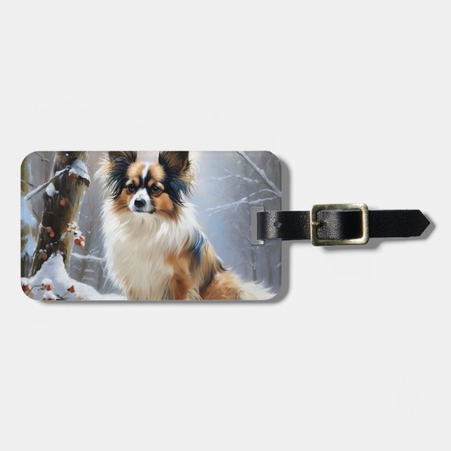 Papillon Let It Snow Christmas  Luggage Tag (Front Horizontal)