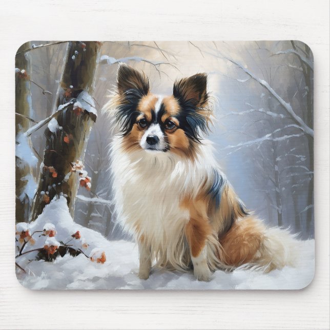 Papillon Let It Snow Christmas  Mouse Mat (Front)