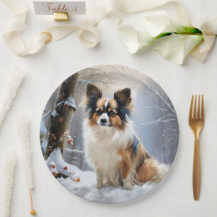 Papillon Let It Snow Christmas  Paper Plate