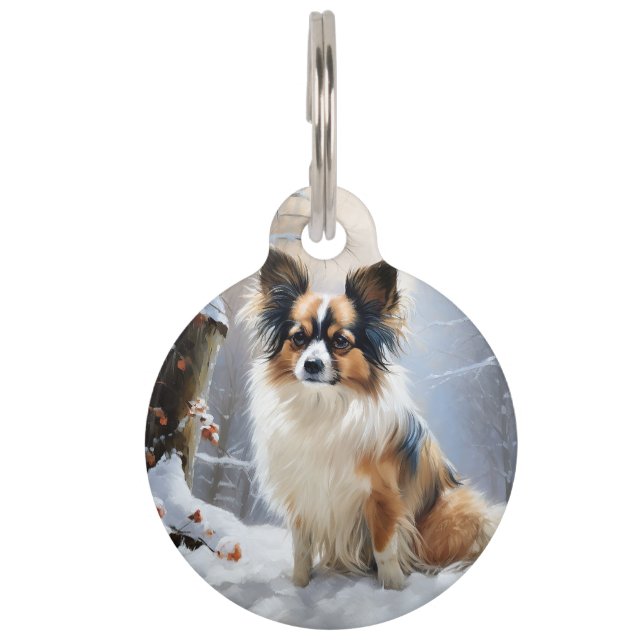 Papillon Let It Snow Christmas  Pet Tag (Front)