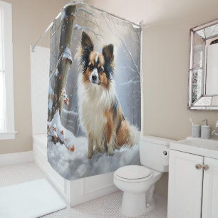 Papillon Let It Snow Christmas  Shower Curtain