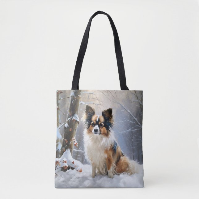 Papillon Let It Snow Christmas  Tote Bag (Front)
