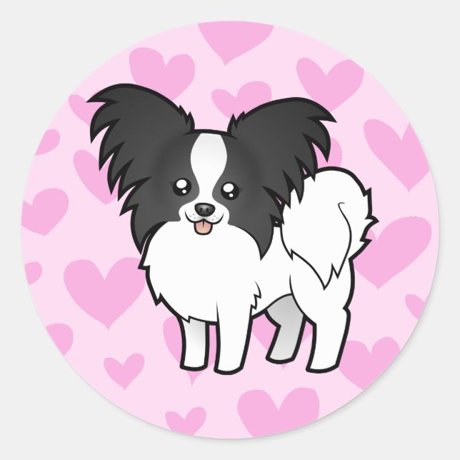 Papillon Love Classic Round Sticker (Front)